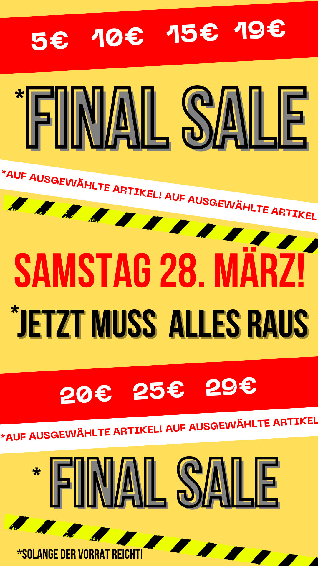 Final Sale                       Samstag 28. März 2026