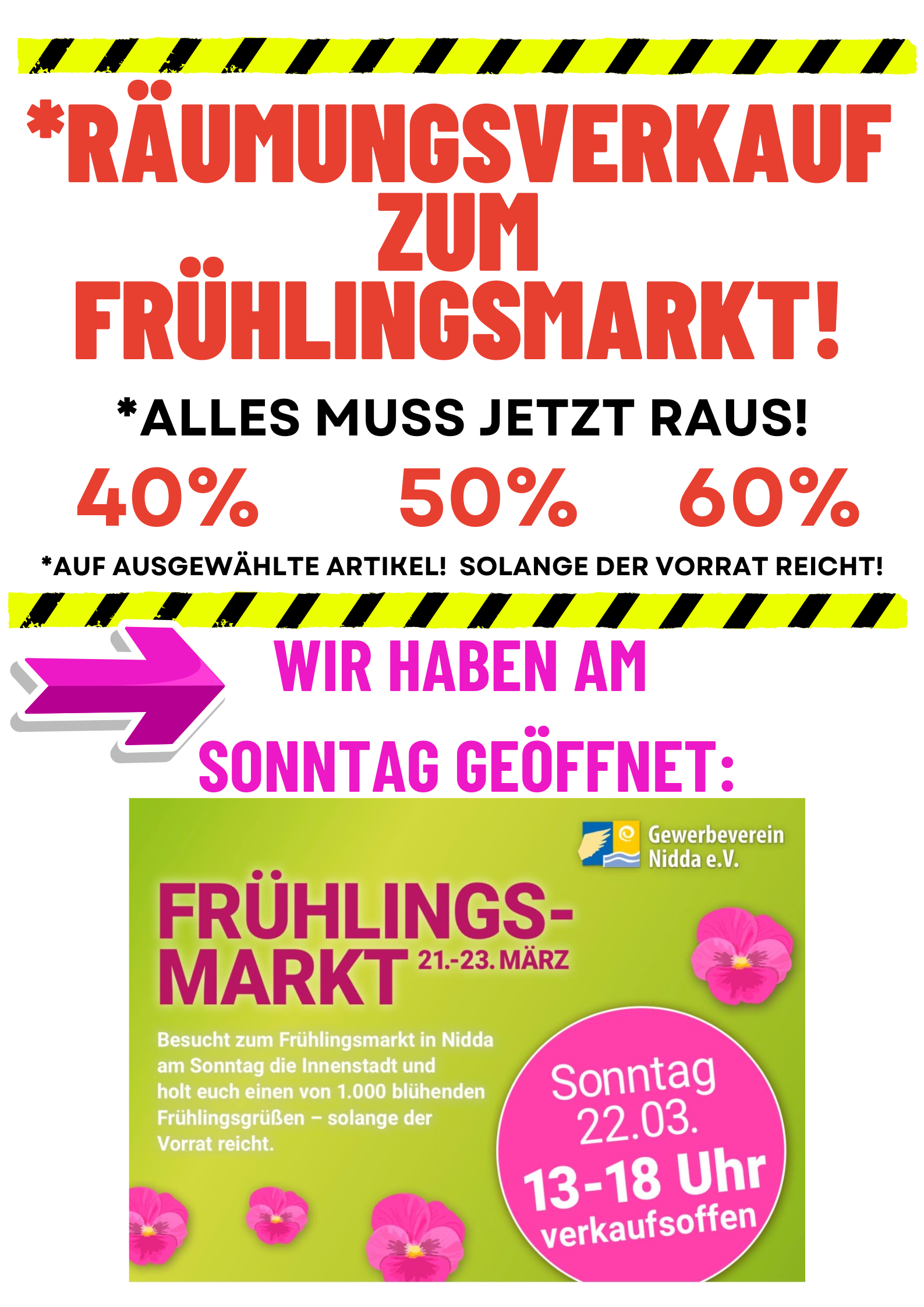 Frühlingsmarkt und Verkaufsoffener Sonntag!      !Großer Sale Verkauf im Hundeladen, auf ausgewählte Hundeprodukte!                     Bis Samstag 28. März 2026!