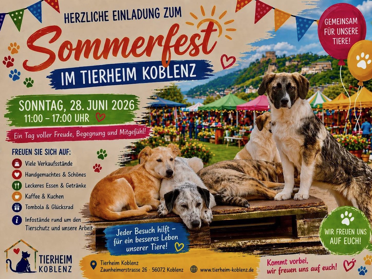 Herzliche Einladung zum Sommerfest im Tierheim Koblenz